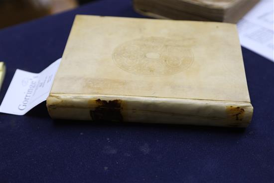 Castrucci, Pietro - La Settimana istorica overo le falicita, et infelicita ..., qto, limp vellum (torn), Todi, 1655, Gonzalez